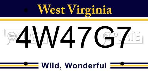 4W47G7 West Virginia License Plate