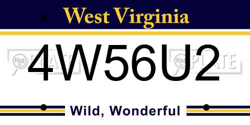 4W56U2 West Virginia License Plate