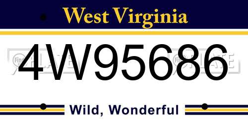 4W95686 West Virginia License Plate