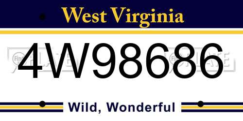 4W98686 West Virginia License Plate