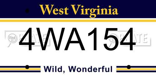 4WA154 West Virginia License Plate