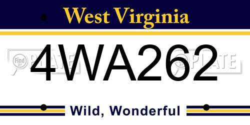 4WA262 West Virginia License Plate