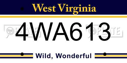 4WA613 West Virginia License Plate