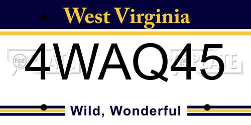 4WAQ45 West Virginia License Plate
