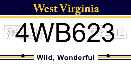 4WB623 West Virginia License Plate