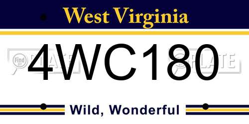 4WC180 West Virginia License Plate