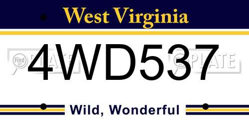 4WD537 West Virginia License Plate