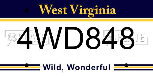 4WD848 West Virginia License Plate