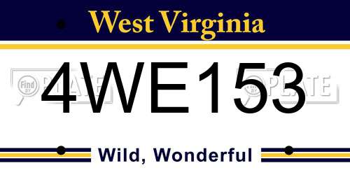 4WE153 West Virginia License Plate