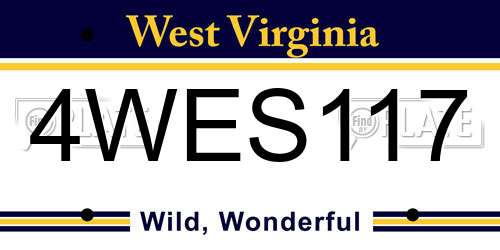 4WES117 West Virginia License Plate