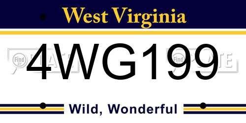 4WG199 West Virginia License Plate