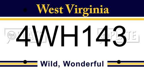 4WH143 West Virginia License Plate