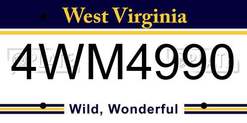 4WM4990 West Virginia License Plate