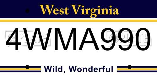 4WMA990 West Virginia License Plate