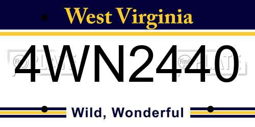 4WN2440 West Virginia License Plate