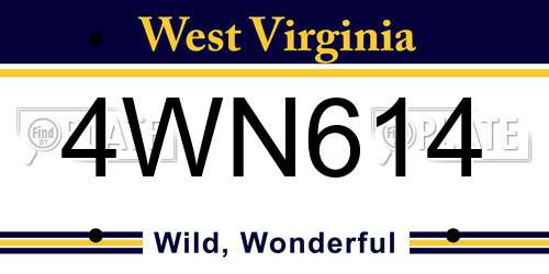 4WN614 West Virginia License Plate