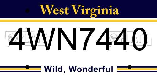 4WN7440 West Virginia License Plate