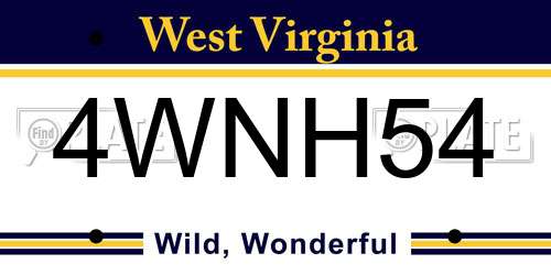 4WNH54 West Virginia License Plate