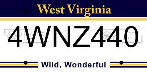 4WNZ440 West Virginia License Plate