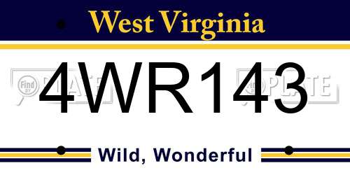 4WR143 West Virginia License Plate