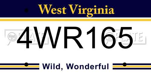 4WR165 West Virginia License Plate