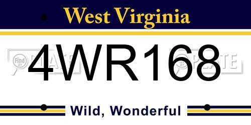 4WR168 West Virginia License Plate
