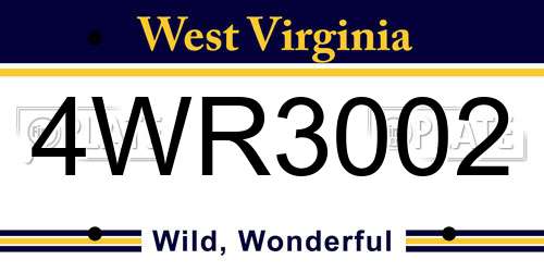 4WR3002 West Virginia License Plate