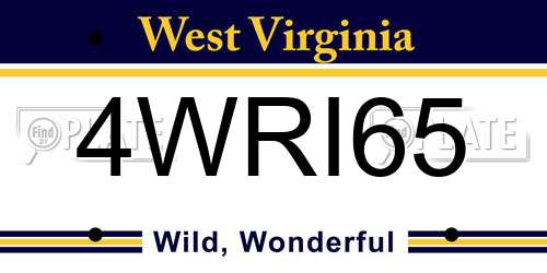 4WRI65 West Virginia License Plate