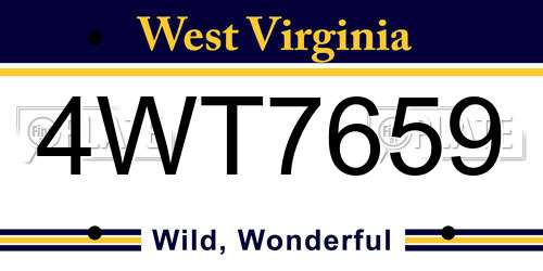 4WT7659 West Virginia License Plate