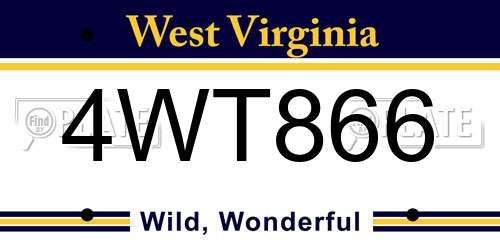 4WT866 West Virginia License Plate
