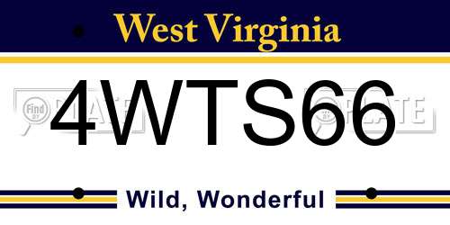 4WTS66 West Virginia License Plate