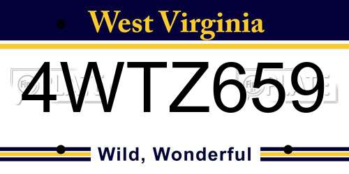 4WTZ659 West Virginia License Plate