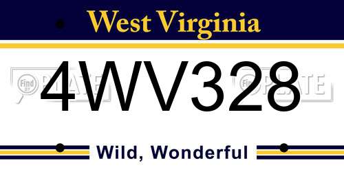 4WV328 West Virginia License Plate