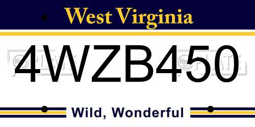 4WZB450 West Virginia License Plate