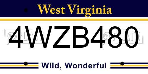 4WZB480 West Virginia License Plate