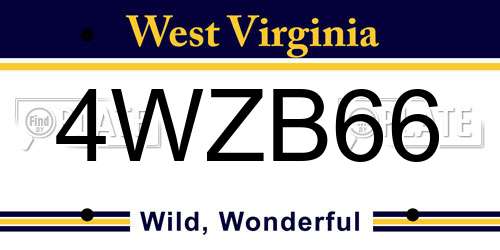 4WZB66 West Virginia License Plate