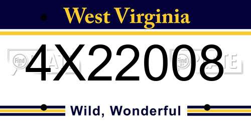 4X22008 West Virginia License Plate