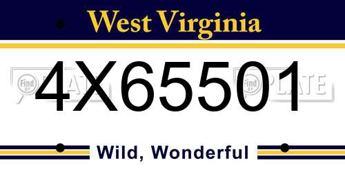4X65501 West Virginia License Plate