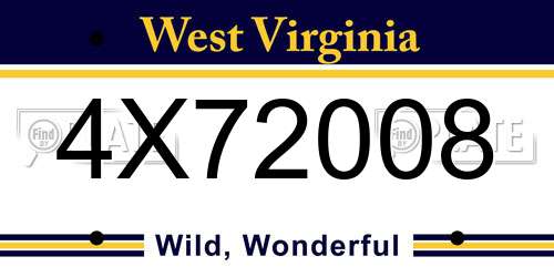 4X72008 West Virginia License Plate