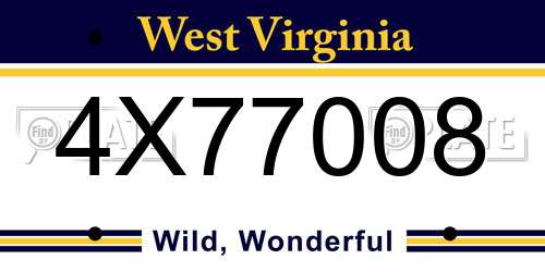 4X77008 West Virginia License Plate