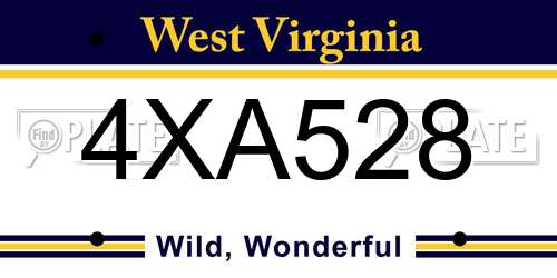 4XA528 West Virginia License Plate