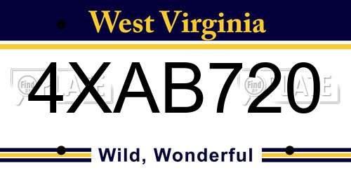 4XAB720 West Virginia License Plate