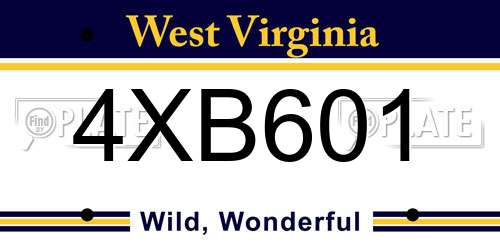 4XB601 West Virginia License Plate