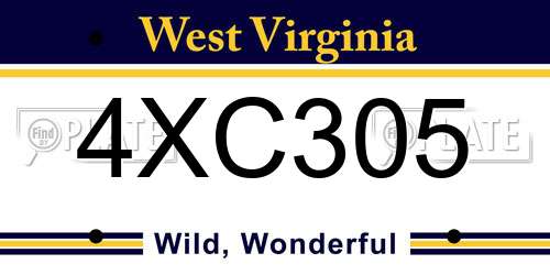 4XC305 West Virginia License Plate
