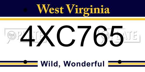 4XC765 West Virginia License Plate