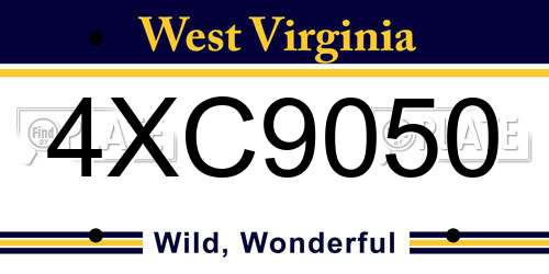 4XC9050 West Virginia License Plate
