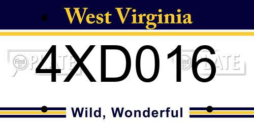 4XD016 West Virginia License Plate