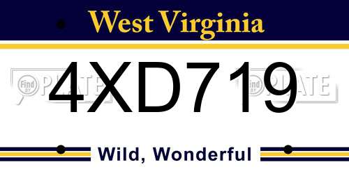 4XD719 West Virginia License Plate