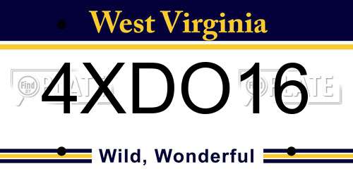 4XDO16 West Virginia License Plate