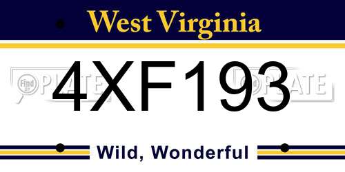 4XF193 West Virginia License Plate